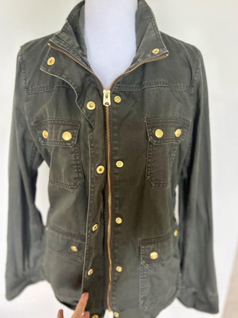 J. Crew Olive Utility Jacket with Gold Hardware